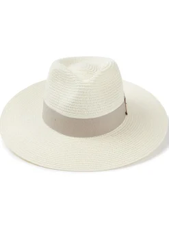 Hemley Wide Brim Fedora - Cream with Pebble Ribbon