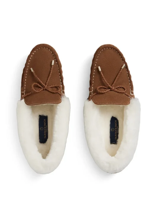 Henley Shearling Lined Slippers - Tan