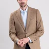 Hexham Tweed Jacket - Camel and Tan Twill with Gold and Blue Check