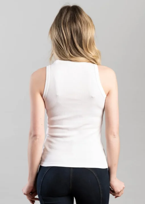High Neck Rib Tank Top - White