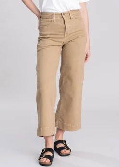 High Rise Countryside Wide Leg Crop Jeans - French Khaki