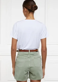 High Rise Denim Shorts - Sage