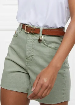 High Rise Denim Shorts - Sage