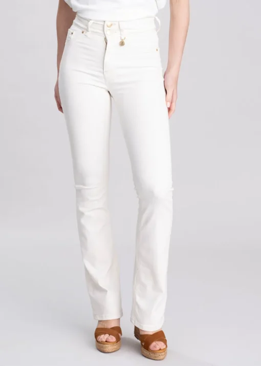 High Rise Flared Jean - Oatmeal