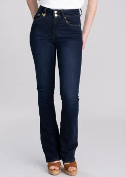 High Rise Flared Jeans - Deep Indigo