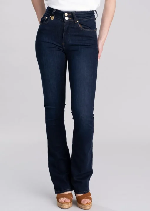 High Rise Flared Jeans - Deep Indigo