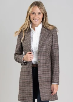 Highgrove Long Jacket - Plum Houndstooth