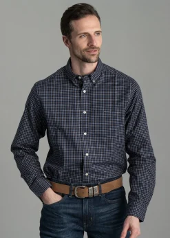 Jaspe Tattersall Shirt - Persian Blue