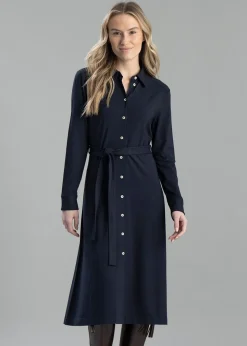 Jersey Shirt Dress - Evening Blue