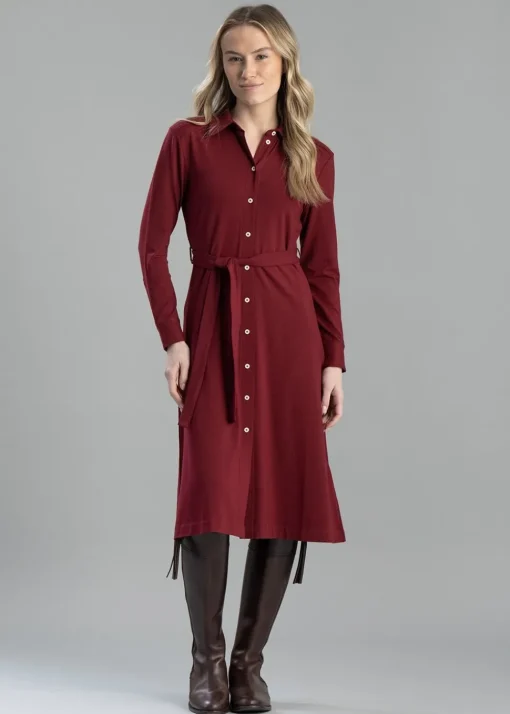 Jersey Shirt Dress - Plumped Red
