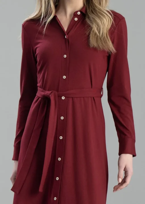Jersey Shirt Dress - Plumped Red
