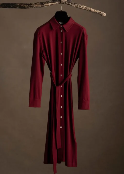 Jersey Shirt Dress - Plumped Red