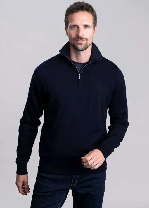 Jesper T-Neck Windproof - Dark Navy