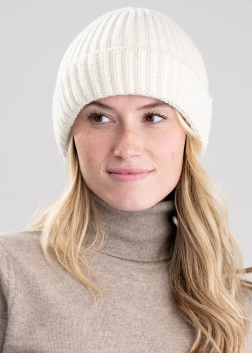 Jude Cashmere Beanie - White Undyed