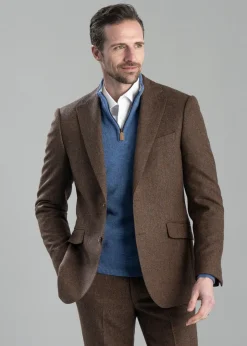 Kimmerston Tweed Jacket - Coffee Twill with Blue and Red Check