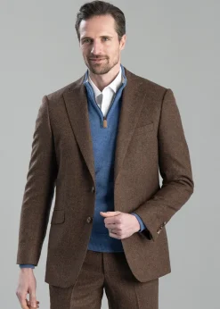 Kimmerston Tweed Jacket - Coffee Twill with Blue and Red Check