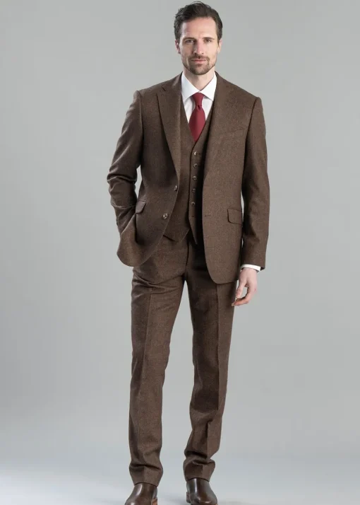Kimmerston Tweed Jacket - Coffee Twill with Blue and Red Check