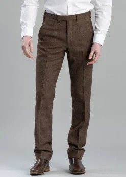 Kimmerston Tweed Trousers - Coffee Twill with Blue and Red Check