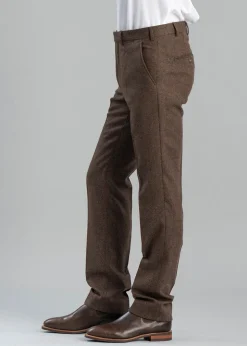 Kimmerston Tweed Trousers - Coffee Twill with Blue and Red Check