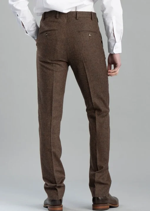 Kimmerston Tweed Trousers - Coffee Twill with Blue and Red Check
