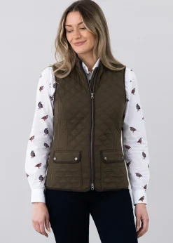 Ladies Quilted Gilet - Olive