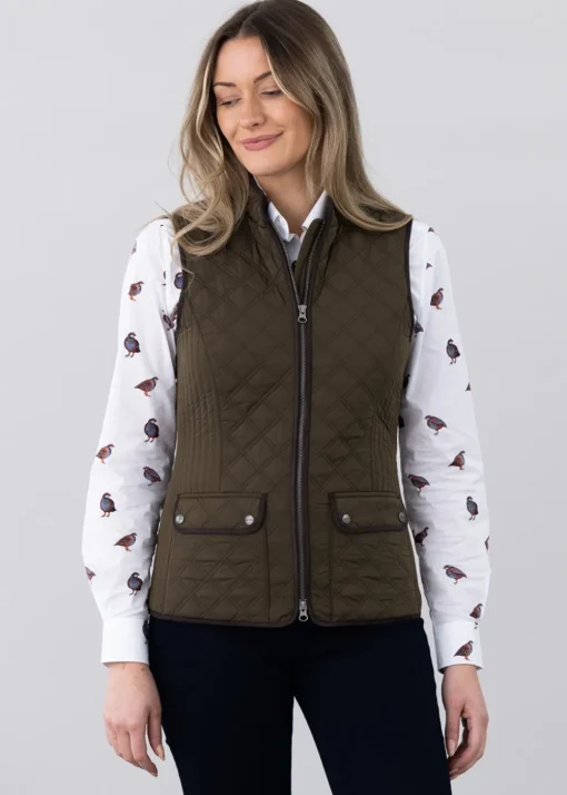 Ladies Quilted Gilet - Olive