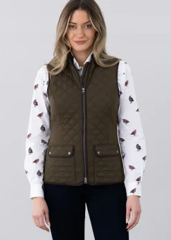 Ladies Quilted Gilet - Olive