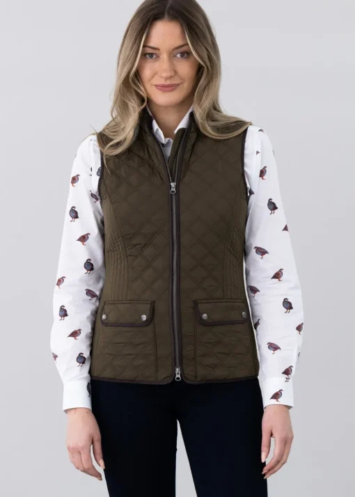 Ladies Quilted Gilet - Olive