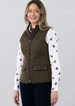 Ladies Quilted Gilet - Olive