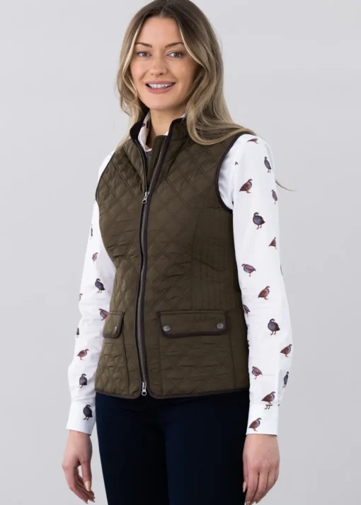 Ladies Quilted Gilet - Olive
