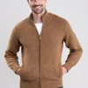 Lambswool 4 Ply Plain Jacket - Driftwood with Rosemary