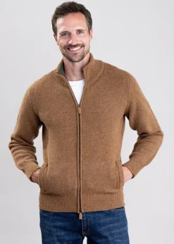 Lambswool 4 Ply Plain Jacket - Driftwood with Rosemary