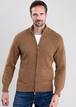 Lambswool 4 Ply Plain Jacket - Driftwood with Rosemary