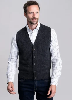 Lambswool 2 Ply Waistcoat - Charcoal