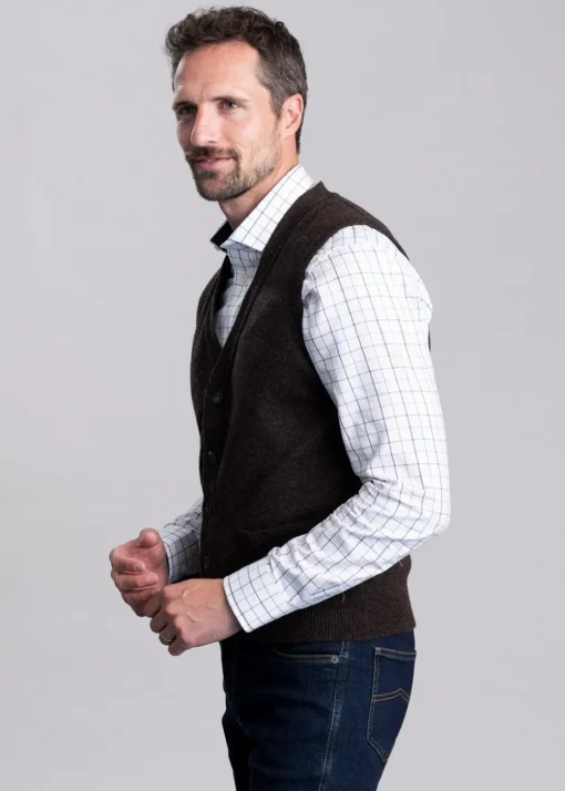 Lambswool 2 Ply Waistcoat - Cocoa