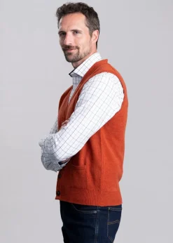 Lambswool 2 Ply Waistcoat - Ember