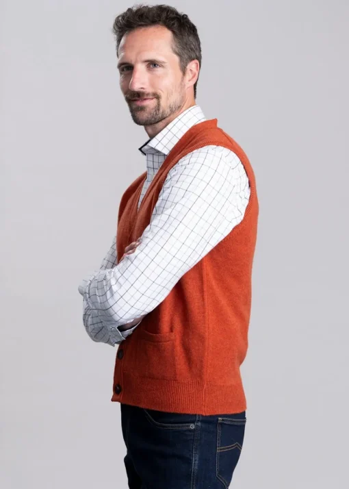 Lambswool 2 Ply Waistcoat - Ember