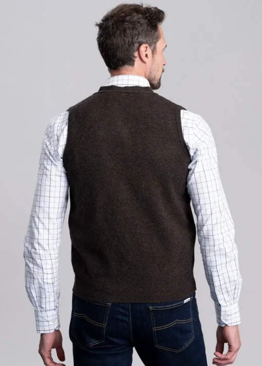 Lambswool 2 Ply Waistcoat - Cocoa