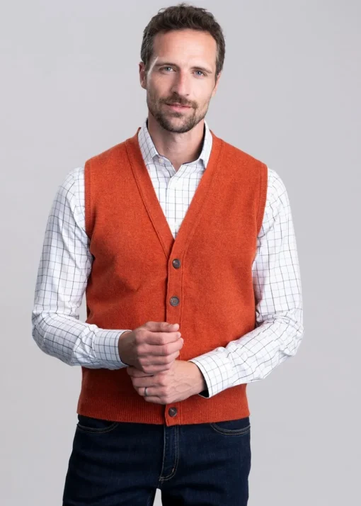 Lambswool 2 Ply Waistcoat - Ember