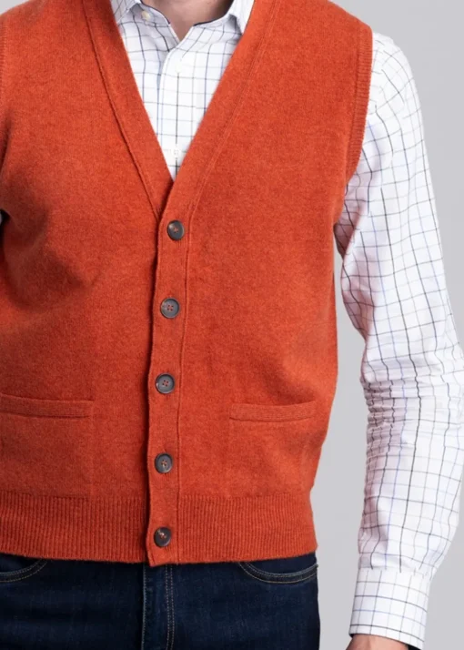 Lambswool 2 Ply Waistcoat - Ember