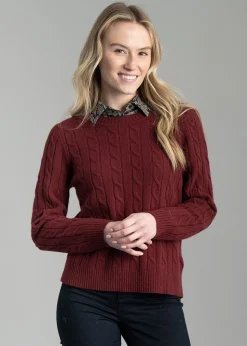 Lambswool Cable Crew Neck - Plumped Red
