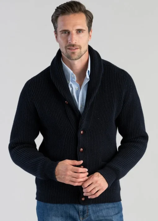 Lambswool Windsor Shawl Jacket - Navy