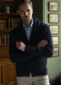 Lambswool Windsor Shawl Jacket - Navy