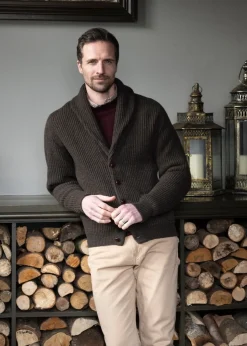Lambswool Windsor Shawl Jacket - Cocoa