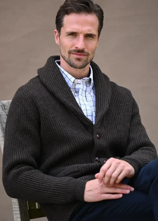 Lambswool Windsor Shawl Jacket - Cocoa