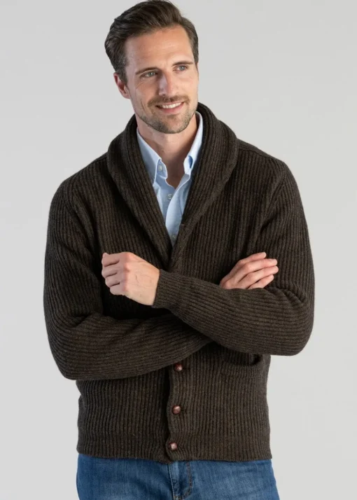 Lambswool Windsor Shawl Jacket - Cocoa
