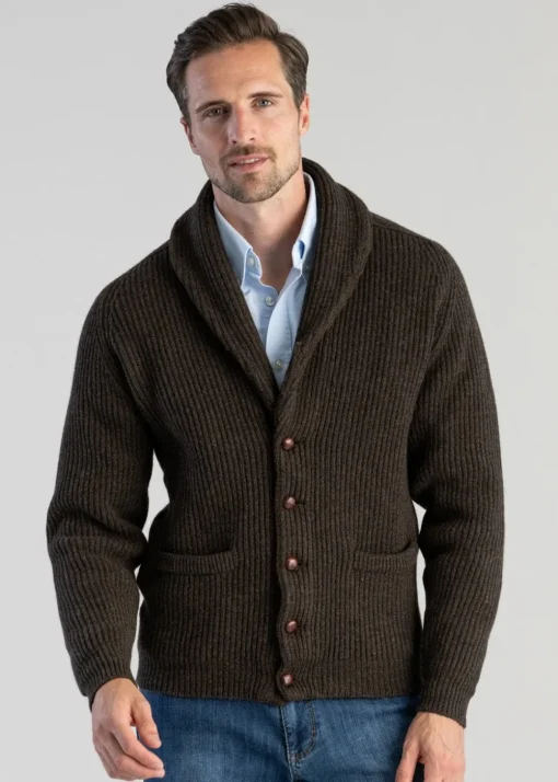 Lambswool Windsor Shawl Jacket - Cocoa