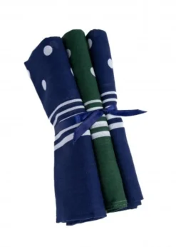 Large Spotted Handkerchief (3 Pack Tied) - Navy and Green