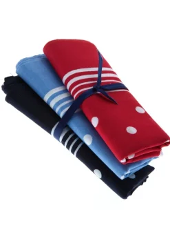 Large Spotted Handkerchief (3 Pack Tied) - Red, Light Blue and Navy