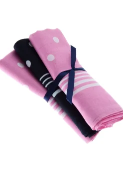 Large Spotted Handkerchief (3 Pack Tied) - Pink and Navy Spots